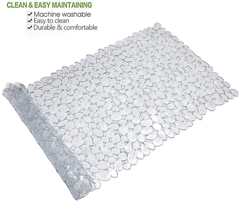 SONGZIMING Pebble Bath Mat for Bathtub to Anti Slip Bathtub Mat in Shower with 16 Inches by 35 Inches (Clear) - Image 3